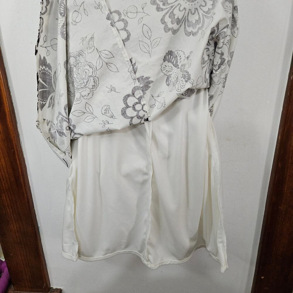 VTG Y2K Mix Nouveau Brown/Cream A-Line Floral Skirt Sz 10 Medium 100% Cotton - Picture 5 of 8